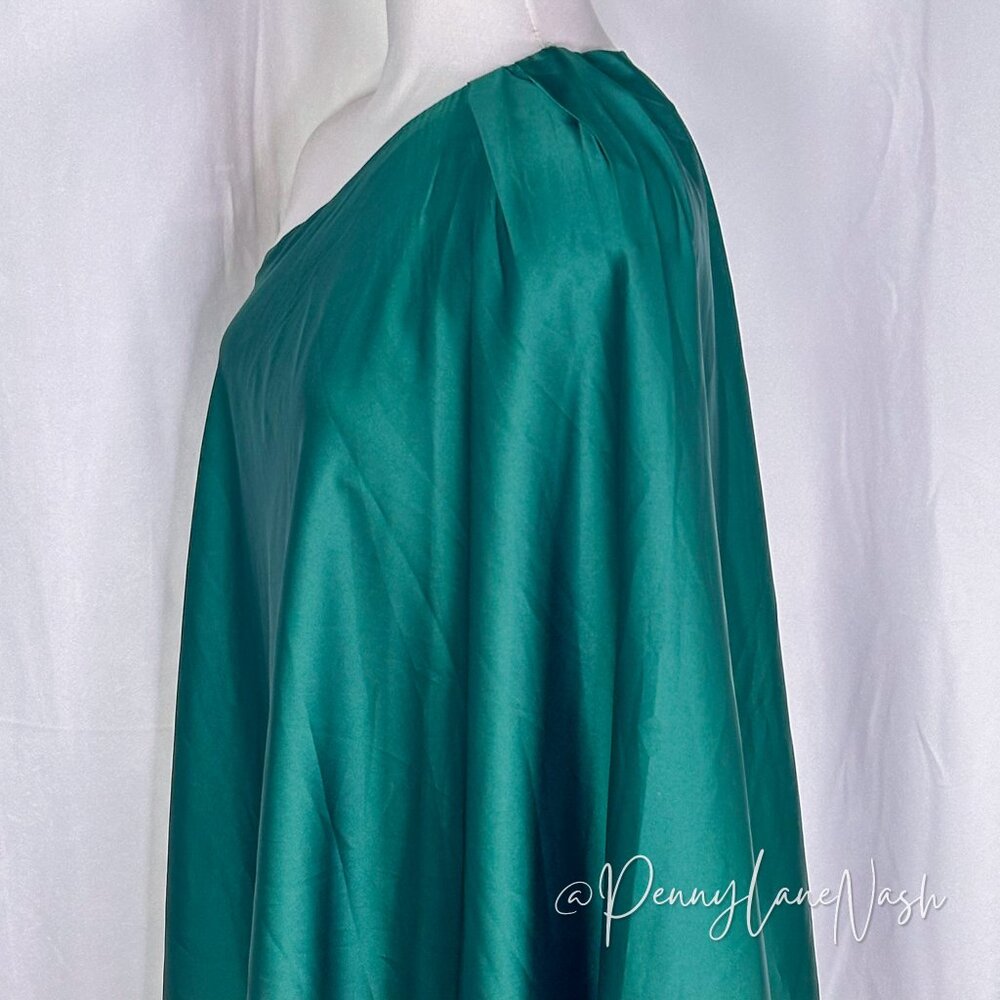 TCEC Satin Draped One Shoulder Mini Dress Green NWT - Picture 12 of 16